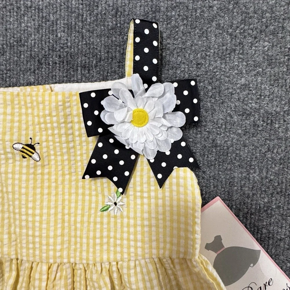 Rare Editions Toddler‎ 4T Girls Yellow & Black Bumble Bees Seersucker Dress NWT